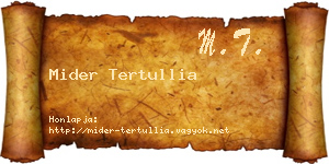 Mider Tertullia névjegykártya